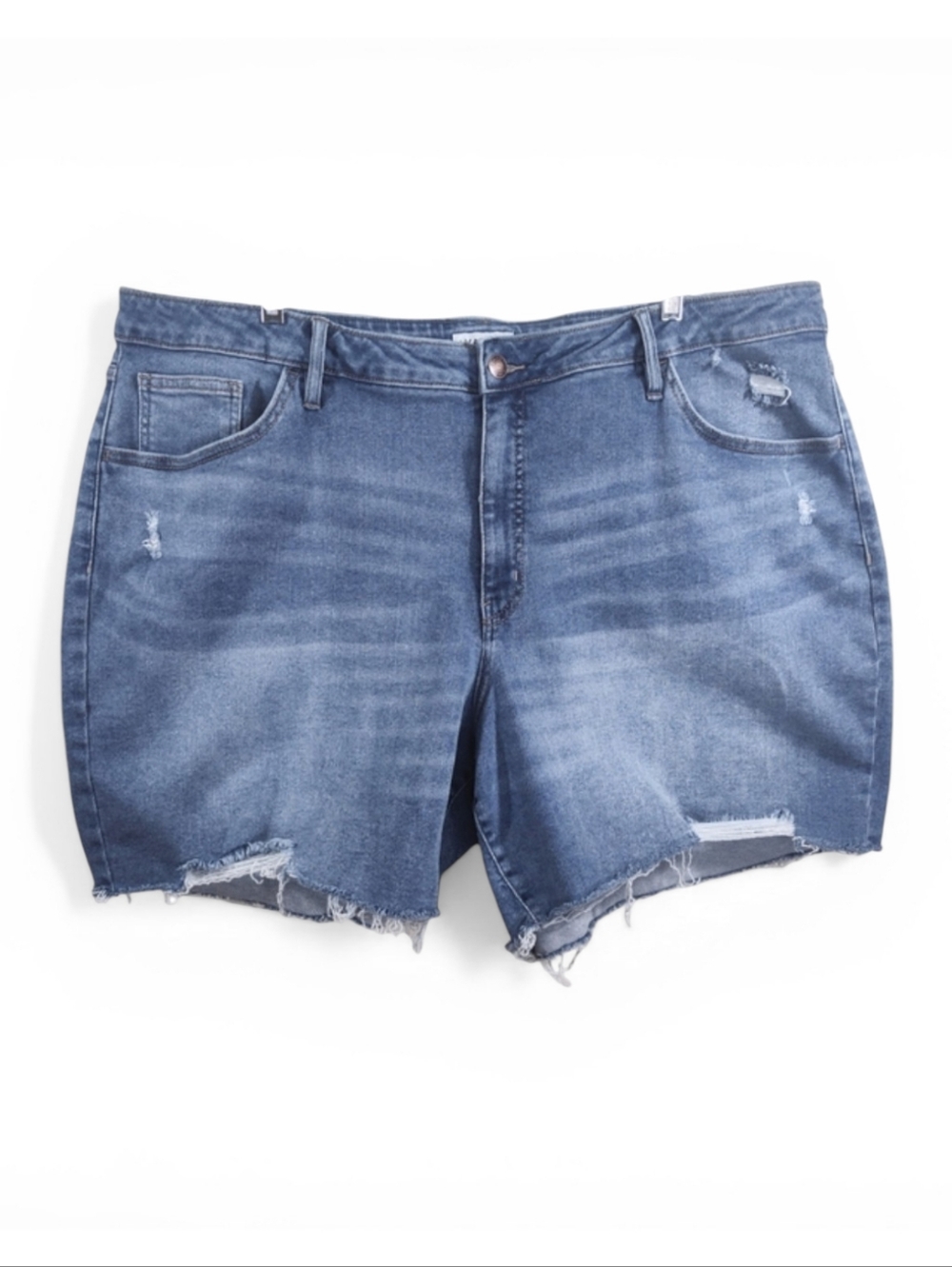 AVA & VIV High Rise Distressed Blue Denim Shorts Size 26W